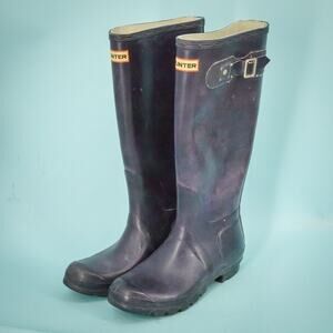 Hunter Shoe Size 7 Purple Original Tall Pull On Waterproof Rain Winter Boots